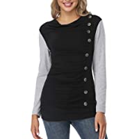 Los mejores  - MISS MOLY Camisetas Mujer Manga Larga Botones Laterales Blusa de Otoño Camiseta Y Tops